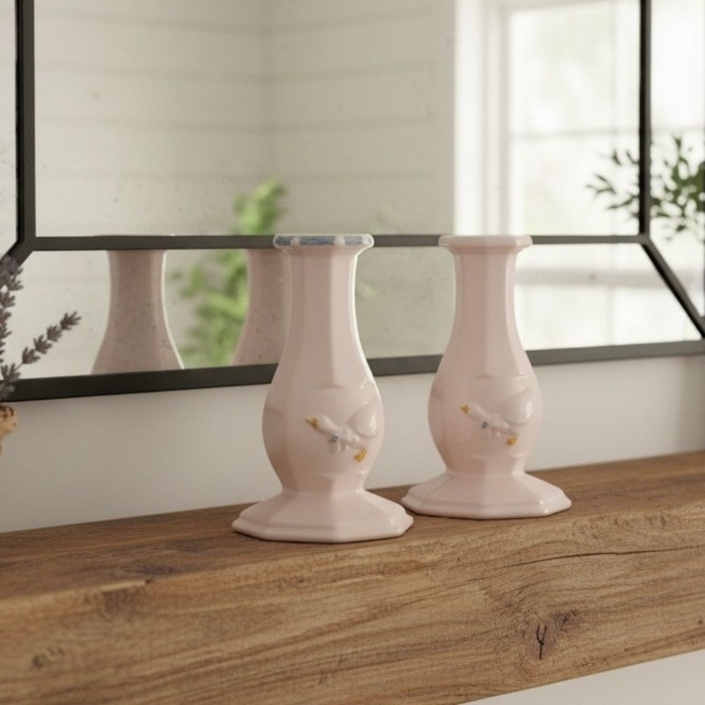 McCoy Country Accents Goose Candlesticks, Set of 2, Vtg Farmhouse Candle Holders